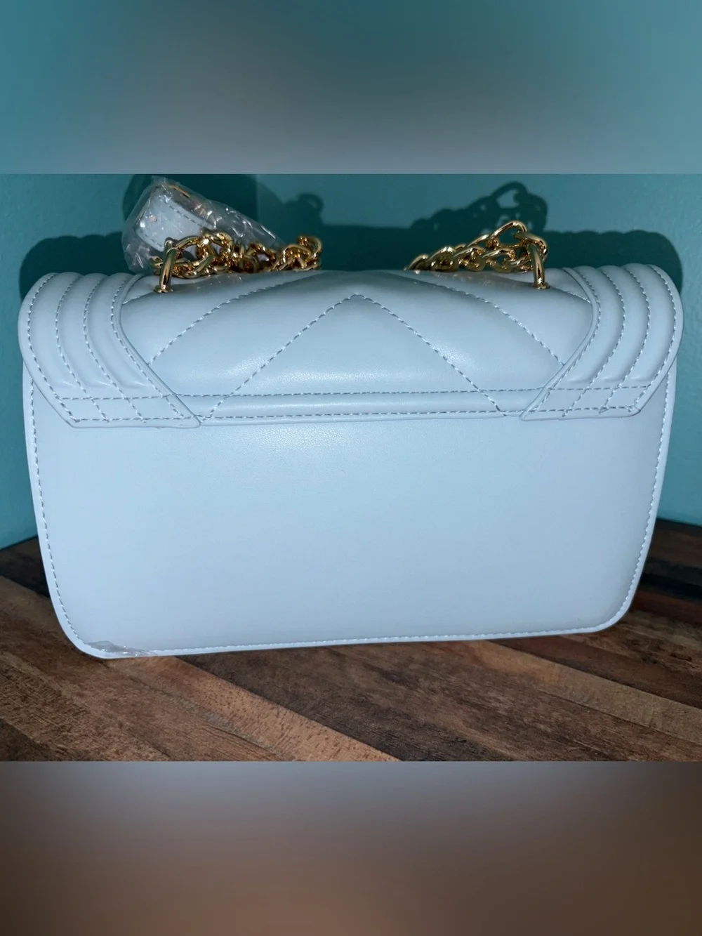 Valentino Orlandi Pale Blue Quilted Chevron Chain Shoulder Bag NWT - Picture 2 of 5